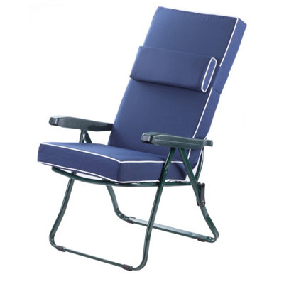 Alfresia Recliner Garden ChairGreen Frame With Blue Luxury Cushion from B&Q