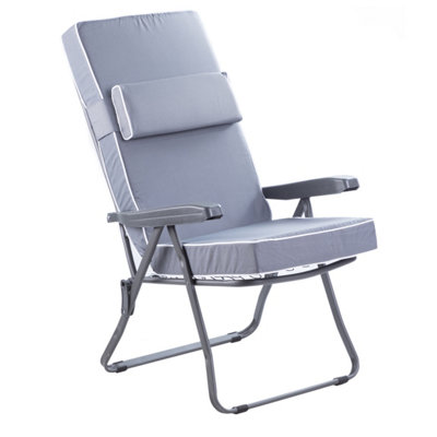 Alfresia Recliner Garden ChairGrey Frame With Grey Luxury Cushion from B&Q