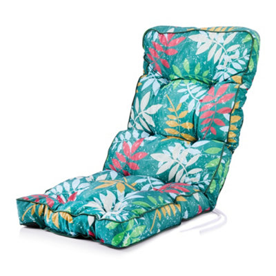 Alfresia Alexandra Green Leaf Replacement Polyester Classic Recliner Garden Cushion from B&Q