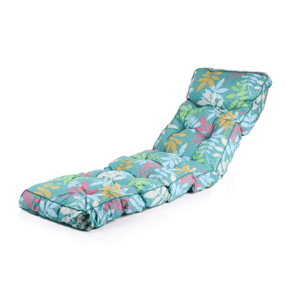 Alfresia Alexandra Green Leaf Classic Sun Lounger Cushion from B&Q