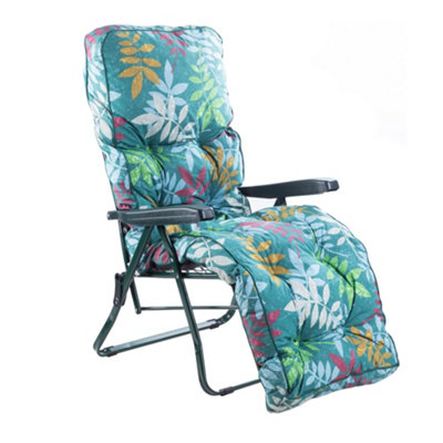 Alfresia Garden Relaxer ChairGreen FrameAlexandra Green Leaf Classic Cushion from B&Q