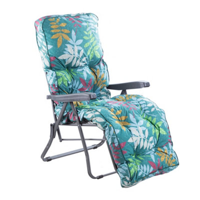 Alfresia Garden Relaxer ChairCharcoal FrameAlexandra Green Leaf Classic Cushion from B&Q