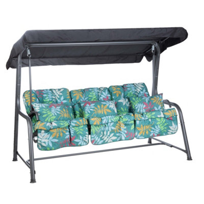 Alfresia Roma Swing Seat With Alexandra Green Leaf Classic Cushions from B&Q