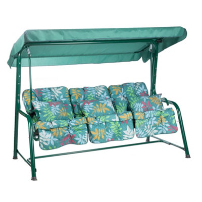 Alfresia Turin Reclining Swing Seat With Alexandra Green Leaf Classic Cushions from B&Q