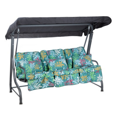 Alfresia Turin Reclining Swing Seat With Alexandra Green Leaf Classic Cushions from B&Q