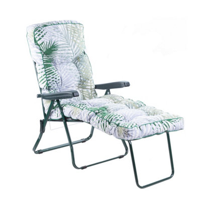 Alfresia Sun LoungerGreen Frame With Bamboo Leaf Classic Cushion from B&Q