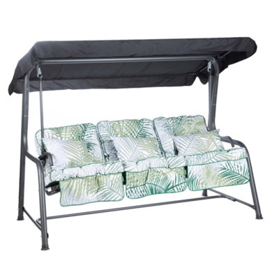 Alfresia Turin Reclining Swing SeatCharcoal FrameClassic Bamboo Leaf Cushions from B&Q