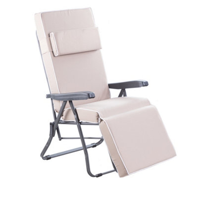 Alfresia Relaxer Chair With Taupe With Luxury Thick Foam FillingCharcoal Frame from B&Q