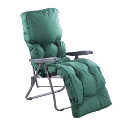Alfresia Garden Relaxer ChairCharcoal FrameGreen Classic Cushion from B&Q