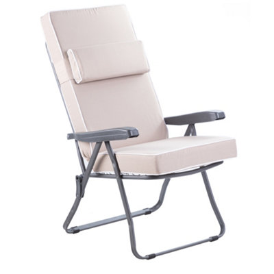 Alfresia Recliner Garden ChairCharcoal Frame With Taupe Luxury Cushion from B&Q