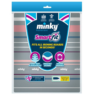 Minky Smart Fit Multicolour Pink Stripe Elasticated Ironing Board Cover (L)45Cm (W)125Cm from B&Q