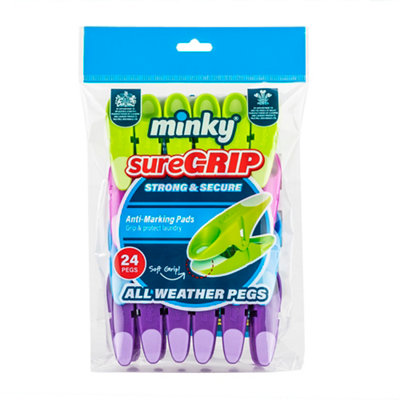 Minky Sure Grip Clothes Pegs 24 Pack Soft Grip Strong Hold for Washing Line - Image 12