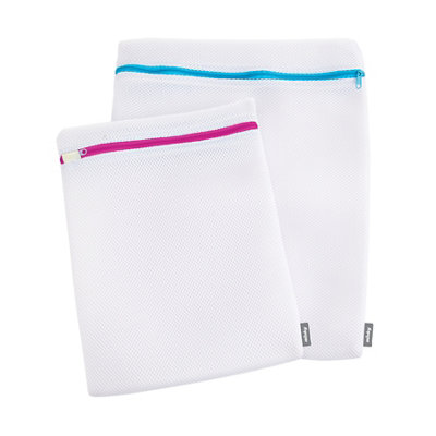 B&Q -  White Fabric Wash BagPack Of 2