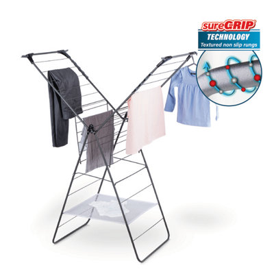 Minky Suregrip 1 Tier Foldable Laundry Airer, 24M Grey
