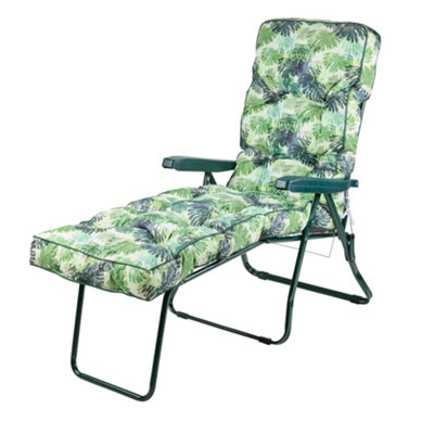Alfresia Green Sun Lounger Frame With Green Palm Cushion from B&Q