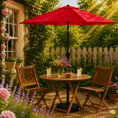 B&Q -  Red 2M Outdoor Garden Parasol With Tilt Function & Crank Handle