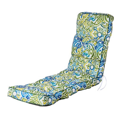 Alfresia Replacement Blue Green Multi Classic Sun Lounger Garden Cushion from B&Q