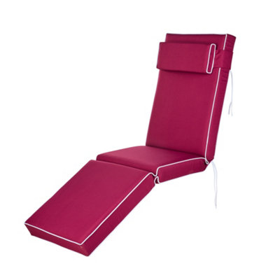 Alfresia Replacement Wine Red Sun Lounger Chair Garden Cushion With Luxury Thick Foam Filling from B&Q
