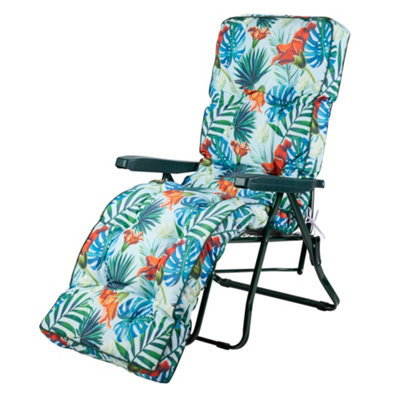 Alfresia Green Relaxer Frame With Blue Tropical Cushion from B&Q