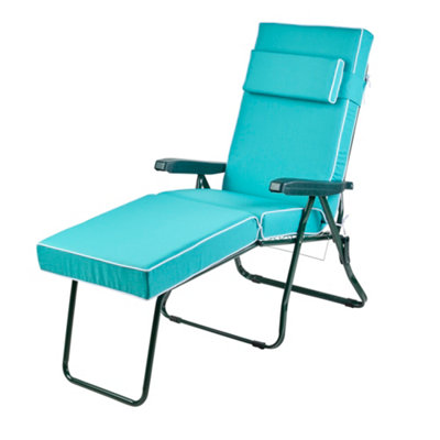 Alfresia Green Lounger Frame With Luxury Teal Cushion from B&Q