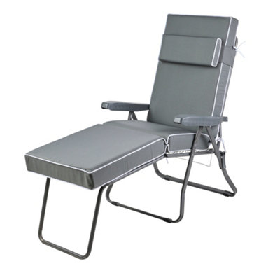Alfresia Charcoal Lounger Frame With Luxury Charcoal Cushion from B&Q