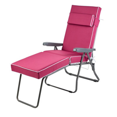 Alfresia Charcoal Lounger Frame With Luxury Wine Red Cushion from B&Q