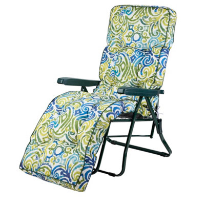 Alfresia Green Relaxer Frame With Classic Blue Green Multi Cushion from B&Q