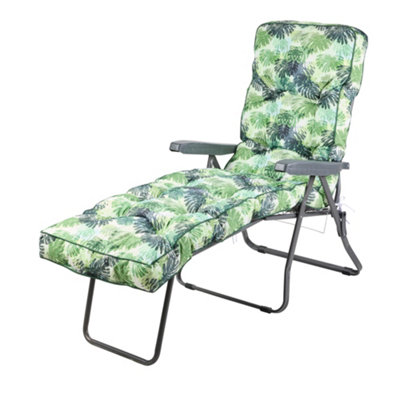 Alfresia Charcoal Lounger With Green Palm Cushion from B&Q