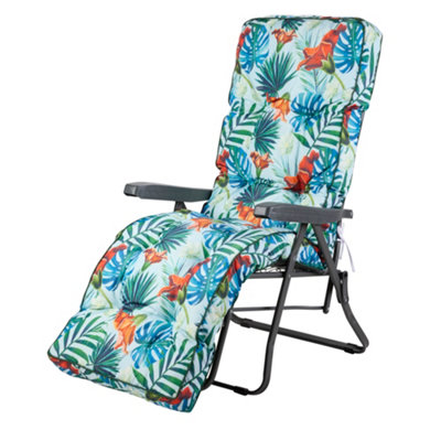 Alfresia Charcoal Relaxer Frame With Blue Tropical Cushion from B&Q