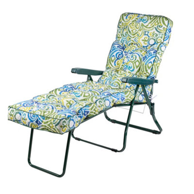 Alfresia Green Lounger With Blue Green Multi Cushion from B&Q