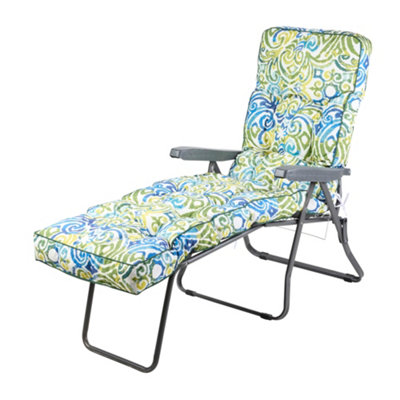 Alfresia Charcoal Lounger With Blue Green Multi Cushion from B&Q