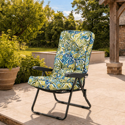 Alfresia Charcoal Recliner With Blue Green Multi Cushion from B&Q