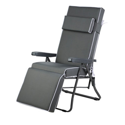 Alfresia Green Relaxer Chair In Charcoal With Charcoal Luxury Cushion from B&Q