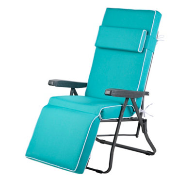 Alfresia Charcoal Relaxer Chair In Charcoal With Teal Luxury Cushion from B&Q