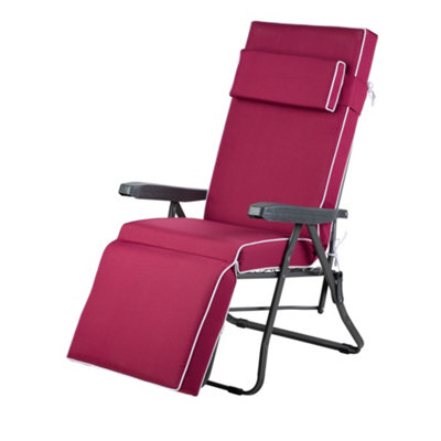 Alfresia Charcoal Relaxer Chair In Charcoal With Wine Red Luxury Cushion from B&Q
