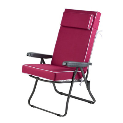 Alfresia Recliner Charcoal Chair With Wine Red Luxury Cushion from B&Q