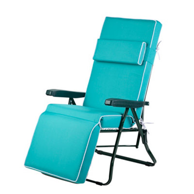 Alfresia Green Relaxer Chair With Teal Luxury Cushion from B&Q