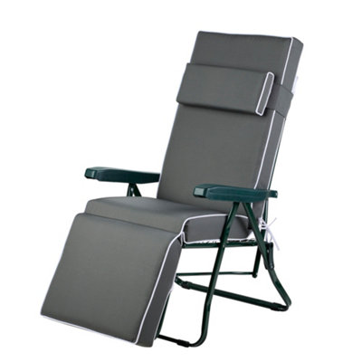 Alfresia Green Relaxer Chair With Charcoal Luxury Cushion from B&Q