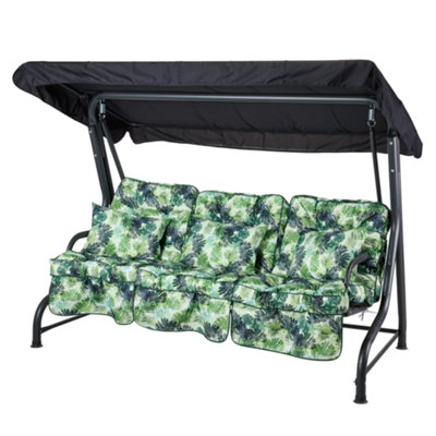 Alfresia Roma 3-Seater Swing Seat Charcoal Frame With Classic Green Palm Cushion from B&Q