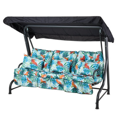 Alfresia Roma 3-Seater Swing Seat Charcoal Frame With Classic Blue Tropical Cushion from B&Q