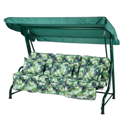 Alfresia Roma 3-Seater Swing Seat Green Frame With Classic Green Palm Cushion from B&Q