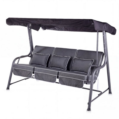 Alfresia Turin 3-Seater Reclining Swing Seat Charcoal Frame With Luxury Charcoal Cushion from B&Q