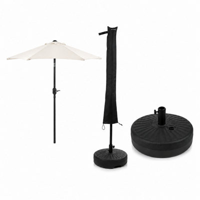 B&Q -  2M Ivory Parasol With 22L With Water Or Sand Filled Round Base & Cover Included