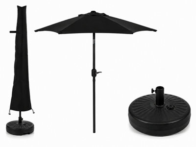 B&Q -  2.7M Navy Blue Parasol With 22L With Water Or Sand Filled Round Base & Cover Included