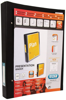 Elba A3 4 D-Ring Binder30mm Capacity35mm SpinePresentation Folder With Customisable CoverPortraitBlack (Single) from B&Q