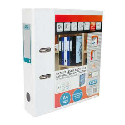Elba A4 Lever Arch File70mm SpinePresentation Folder With Customisable CoverPortraitWhite (Single) from B&Q