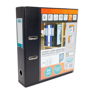Elba A4 Lever Arch File70mm SpinePresentation Folder With Customisable CoverPortraitBlack (Single) from B&Q