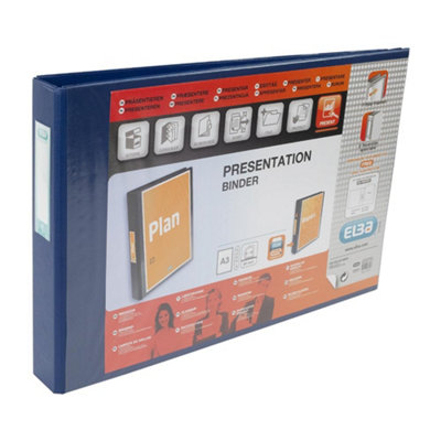 Elba A3 4 D-Ring Binder30mm Capacity55mm SpinePresentation Folder With Customisable CoverLandscapeBlue (Single) from B&Q