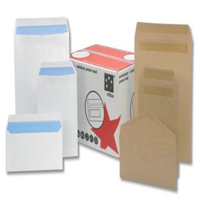 Fivestar 5 Star Envelopes Mediumweight Pocket Press Seal 90Gsm Manilla 381X254mm Pack Of 250 from B&Q