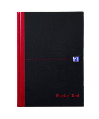 Oxford Black N' Red A5 Hardback Casebound Notebook Ruled With Single Cash 192 Page5 Notebooks from B&Q
